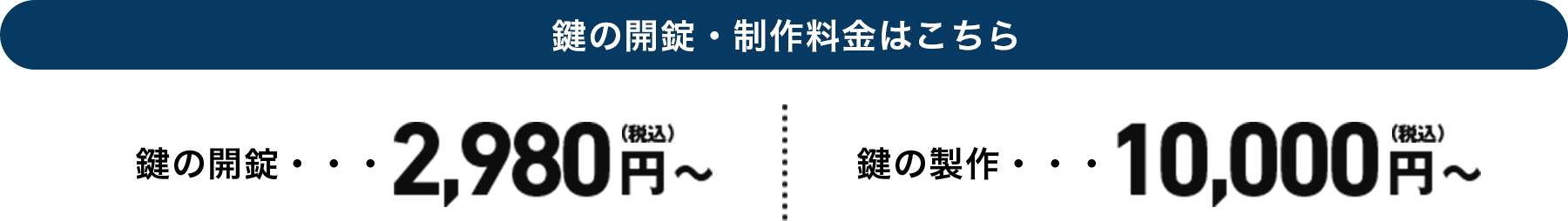 鍵の開錠・制作料金はこちら 鍵の開錠・制作料金