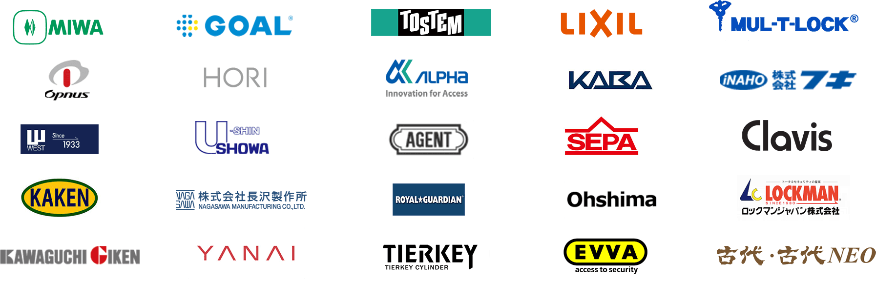 カギメーカー 一覧